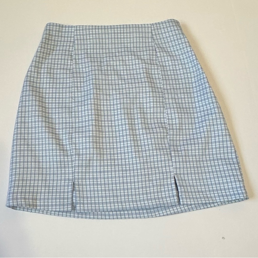 Elegant Blue Checkered Pencil Skirt